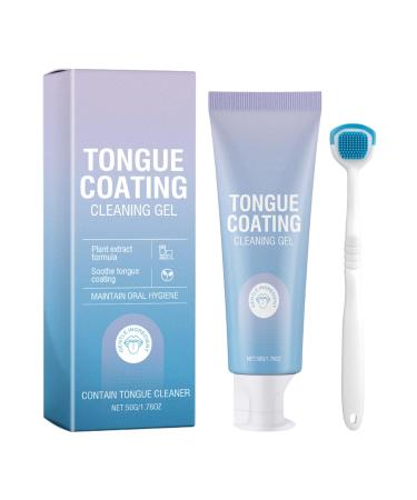 Filvczt Tongue Cleaning Gel Kit with Scraper Tongue Coating Cleaning Gum Teeth Care Kit with Cleans Refreshes Safe and Soft 50g for Sensitive Gums