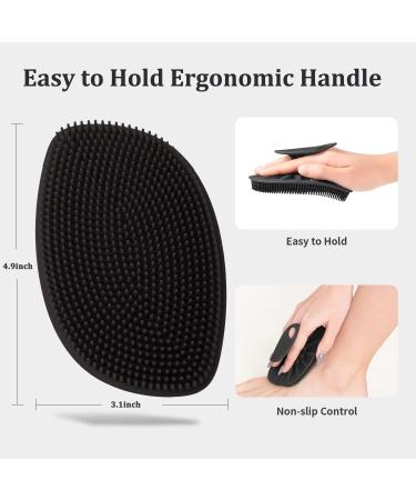 HieerBus Silicone Body Scrubber Flat Shower Brush Gentle Exfoliating and Massage Long Bristles Lathers Well and More Hygienic Than Traditional Loofah 1 Pack (Black) 3rd-black - Buy Online on GoSupps.com