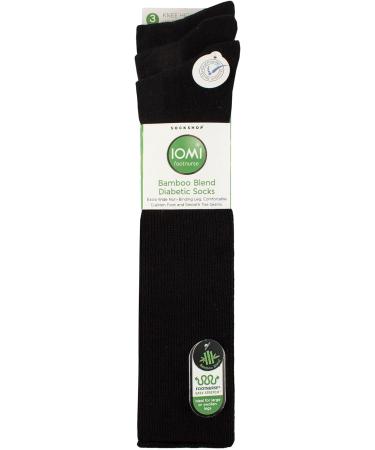IOMI 3 Pack Knee High Diabetic Socks 10-12 Black - Extra Wide Bamboo Long Socks - Buy Online on GoSupps.com