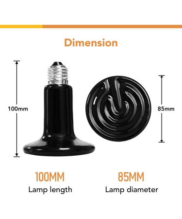 Simple Deluxe 100W Ceramic Heat Emitter Reptile Heat Lamp Bulb for Amphibian Pet & Chicken Coop, 2 Pack with Thermometer - Black & White - Buy Online on GoSupps.com