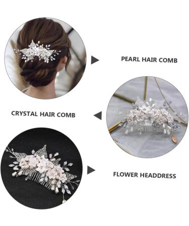 DOITOOL 1pc Bridal Headwear Womens Hair Clips White Rhinestones Wedding Hair Comb Flower Hair Comb Bride Hair Clip Womens Hair Accessories Tiara Miss Crystal Pearl The Flowers Hairpin - Buy Online on GoSupps.com