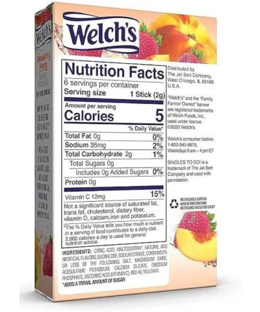 Strawberry Peach Welchs Zero Sugar No Aspartame Singles To Go! 3 Boxes 18 Drinks in Total. - Buy Online on GoSupps.com