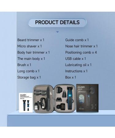 Beard & Body Hair Trimmer Set - 5-in-1 Grooming Kit with Adjustable Length Nose Hair Trimmer & Long-Lasting Battery | Travel-Friendly International Shipping - Buy Online on GoSupps.com
