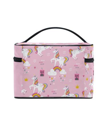 Girls Unicorn Rainbow Pink Makeup Bag | Large Cosmetic Organizer & Toiletry Bag for Women & Ladies - Buy Online on GoSupps.com