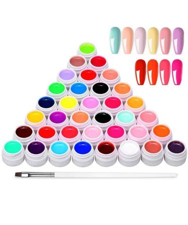 Anself 36 Colors Nail Polish  Paint Kit  Gel Paint with 1 Nail Brush for DIY Nail Art Design 36COLORS