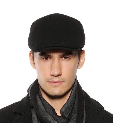 Sumolux Men's Black Winter Newsboy Cap | Stylish Beret Hat for Men | Cabbie Flat Cap - Buy Online on GoSupps.com
