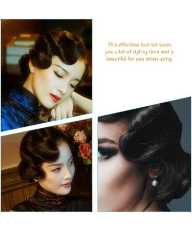 FRCOLOR vintage wavy wig hair extension wig extensions hair tie womens wigs hair buns women wigs curly hair wig wrap around hair extension Miss hair accessories High temperature wire wave 25X4CM Black - Buy Online on GoSupps.com