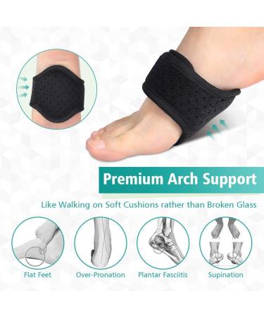 Foot Arch Support Sleeve - Adjustable Brace for Flat Feet High Arches & Heel Pain Relief - One Size Fits Most - 1 Pair - Buy Online on GoSupps.com