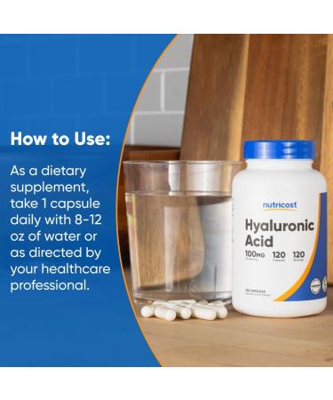Nutricost Hyaluronic Acid Capsules 100mg 120 Vegetarian Capsules - Gluten Free Non-GMO (Pack of 2) - Buy Online on GoSupps.com