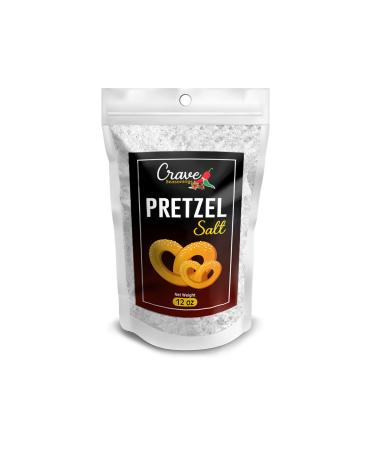 Crave Coarse Pretzel Salt 12 Oz Bag For Soft Pretzels - Premium All Natural Coarse Food Grade Topping - For Bagels & Breads too!