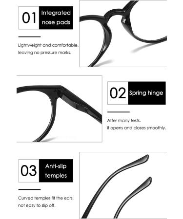 Koosufa Fashion Anti-Blue Light Reading Glasses for Men & Women - Stylish Round Visual Aid Anti-Fatigue Various Strengths (1.0 - 4.0) - Dark Brown - Buy Online on GoSupps.com