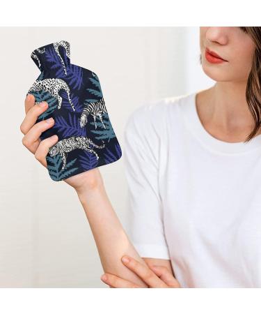 Leopard Pattern Hot Water Bottle with Lid - Rubber Pain Relief Bag for Cramps & Cold Therapy - Buy Online on GoSupps.com