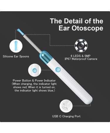 QDCFY Otoscope Ear Camera - 1080P HD 3.5mm Ear Cleaning Tool for iOS & Android Smartphones - White - Buy Online on GoSupps.com