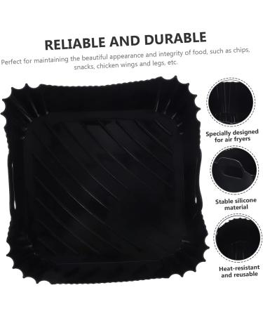 GRIRIW Air Fryer Pad Non Stick Baking Pan Reusable Air Fryer Baskets Silicone Bakeware Foldable Black 22X6CM - Buy Online on GoSupps.com