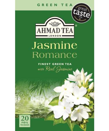 Ahmad Tea Jasmine Romance | Green tea with jasmine flowers | 20 tea bags 2 g | Tea Bags with Ribbon (1 Pack) Jasmine Romance 20 pieces (pack of 1) - Buy Online on GoSupps.com