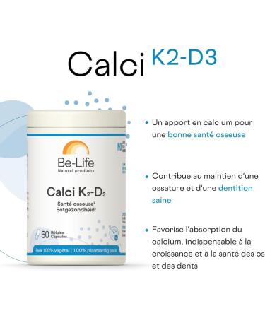 BE-LIFE | Calci K2-D3 | Food Supplement | Bone Health | Against Bone Decalcification | Calcium Vitamin D3 Vitamin K2 | 60 Capsules - Buy Online on GoSupps.com