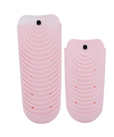 2 Pcs Heat Resistant Silicone Pouch Insulation Pink Gray Blue Heat Shield Holder Cover for Hair Straightener Crimping Iron Hair Waving Iron(Pink)