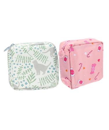 Healeved 2 pieces Pad bag Portable holder Perioda bag of compact period bag zipper tampon holder tampon holder for daily use high capacity