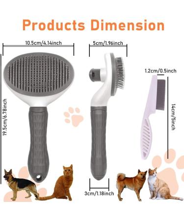 Self Cleaning Cat Grooming Brush with Release Button - Dog Slicker Brushes for Shedding - Grey - For Short/Long Hair Cats and Dogs - Buy Online on GoSupps.com