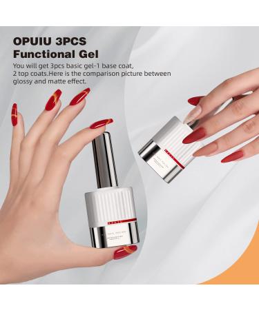 OPUIU Gel Nail Polish Base & Top Coat Set - 20ml | No Wipe Matte & Shiny Coats | Long Lasting Soak Off UV | Salon Quality Nail Art Kit - International Shipping - Buy Online on GoSupps.com
