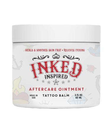 Inked Inspired Tattoo Aftercare Balm- Premium Healing Ointment Salve. Best Moisturizer Lotion, Ink Tattoo Brightener and Tattoo Color Enhancement Cream. All Around Tattoo Aftercare (2oz)