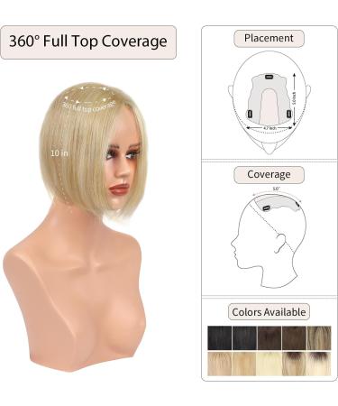 Blonde Human Hair Topper for Women | 10 Inch Thinning Hair Solution | Top Hairpieces Warm Blonde with Highlights - Buy Online on GoSupps.com