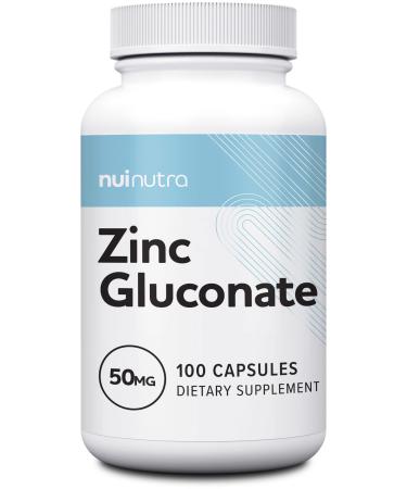 Nui Nutra Zinc Gluconate Supplement | 50mg | 100 Capsules