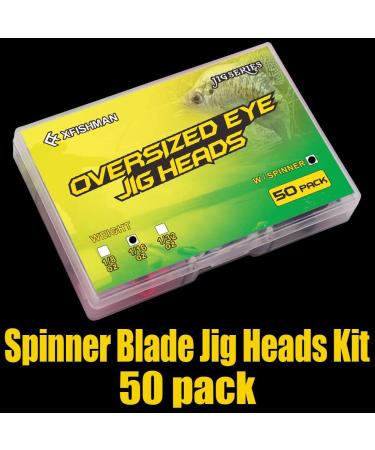 XFISHMAN Crappie Jigs Heads Kit 1/8 1/16 1/32oz - 50 Pack Panfish Fishing Jigs for Lead Head Jig Hook Lure - 1/16oz with Spinner - Buy Online on GoSupps.com
