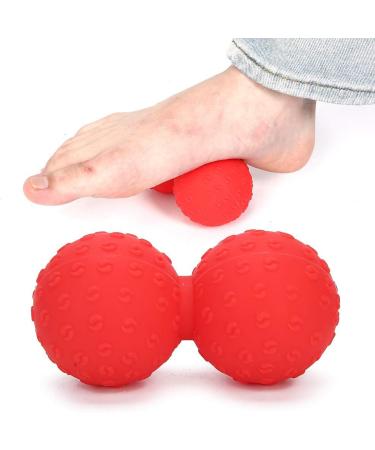 Ververt Touch Double Massage Ball | Leg Back & Shoulder Muscle Relaxation | Deep Tissue Massage & Yoga Fitness Ball | Red - Buy Online on GoSupps.com