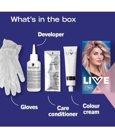 LIVE Schwarzkopf Lightner and Twist Cool Lilac Permanent Hair Dye and Hair Lightener Kit 104 Pastel Hair Colour with 2-in-1 Formula Hair Lightening and Long Lasting Hair Colour in One Simple Step - Buy Online on GoSupps.com