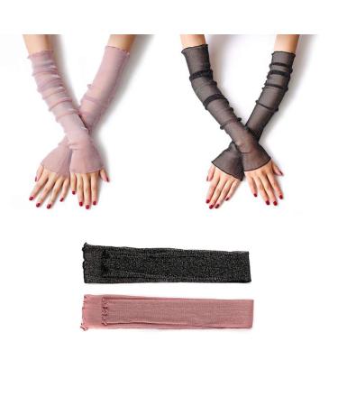 2 pairs women cooling arm sleeves tip arm gutpe breathable arm protection anti -UV protects sleeves anti -slide armstulpe for cycling golf trip