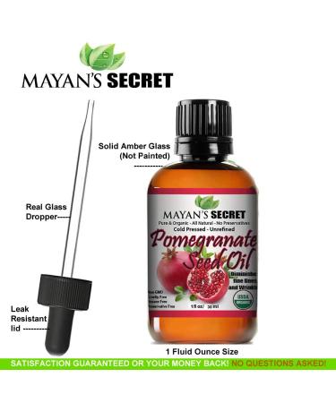 Mayan's Secret USDA Organic Pomegranate Seed Oil | Pure Cold Pressed Serum for Skin Hair & Nails - Buy Online on GoSupps.com