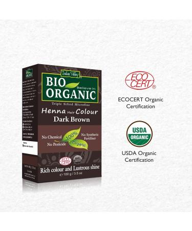 Indus Valley Bio Organic Natural Henna Hair Color - Gray Hair Coverage & Dark Brown Dye 100gm - Buy Online on GoSupps.com