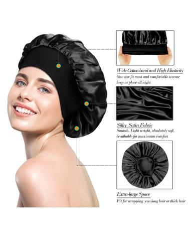 4 Pack Silky Sleep Bonnet for Curly Hair - Large Satin Night Cap for Women - Hair Care Bonnets - Buy Online on GoSupps.com