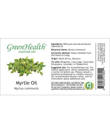 Myrtle Essential Oil (Morocco) 4 fl oz (118 ml) Glass Bottle w/Cap 100% Pure Essential Oil GreenHealth - Buy Online on GoSupps.com