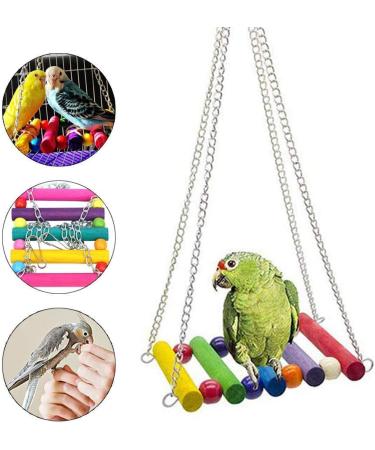 Bebester Bird Chewing Toys 8Pieces Bird Parrot Toys Bird Hanging Bell Toy Hanging Colorful Swing Chewing Toy Bells Ladder Swing for Small Parrots Macaws Parakeets Conures Cockatiels Love Birds - Buy Online on GoSupps.com