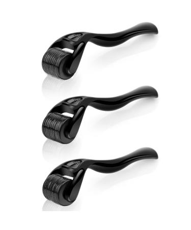 URAQT Derma Roller 3Pcs (0.25mm/0.5mm/0.75mm) Beard Growth Roller 540 Titanium Micro Needling Roller for Men Women Microneedle Face Roller for Stimulate Hair Growth Facial Skin Care Scar Removal 0.25mm+0.5mm+0.75mm