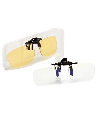 Clip on Blue Light Blocking Lenses Anti Blue Light Filter Computer Gaming Glasses Eye Protection Frames for Unisex (Day & Night Regular)