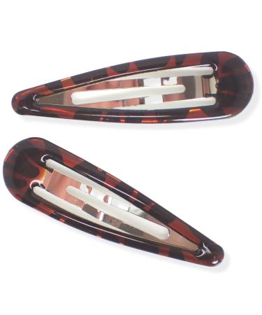 Topkids Accessories 2pc 7cm / 2.75" Large Hair Snap Clips Big Snap Clips Women Girls Kids Sectioning Slide Grip Fringe Styling Fine Hair Thick Hair Bendies Sleepies Epoxy (Brown Tort)