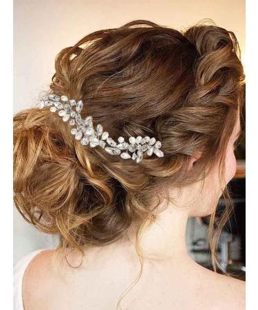 Silver Crystal Pearl Bridal Hair Pins - Casdre Wedding Hair Accessories (Pack of 2) - Buy Online on GoSupps.com