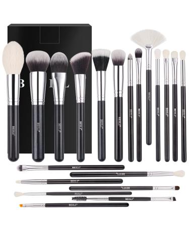 BEILI Makeup Brushes 20pcs Makeup Brush Set Natural Goat Hair Premium Synthetic Kabuki Foundation Face Powder Fan Contour Concealer Eye Shadows Eyebrow Eyeliner Make Up Brush Tools Kit(Black) Black-20pcs - Buy Online on GoSupps.com
