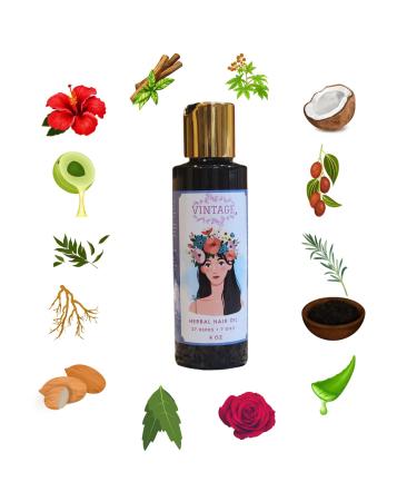 Herbal Hair Oil - 100% Pure Ayurvedic Solution for Hair Fall Grey Hair & Dandruff - 27 Herbs & 7 Oils - 4 OZ - Made in USA - Buy Online on GoSupps.com