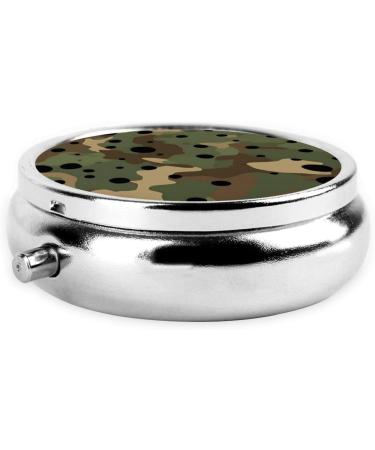 Camouflage Round Pill Box - 3 Compartment Travel Organizer for Vitamins & Medications | Portable Mini Decorative Pill Case - Buy Online on GoSupps.com