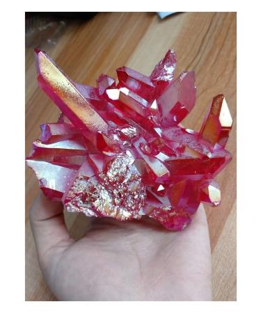 Crystal 445g Light Red Quartz Crystal Titanium Bismuth Silicon Cluster Rainbows Natural Stones and Minerals Crystals JIZTGEDM