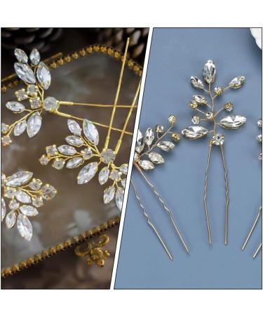 FRCOLOR 3 Pieces Bridal Wedding Hair Pins Jewellery Bridal Hair Pins Rhinestones Gold Leaf Crystal Pearl Hair Pins Vintage Wedding Hair Accessories for Women and Girls - Buy Online on GoSupps.com