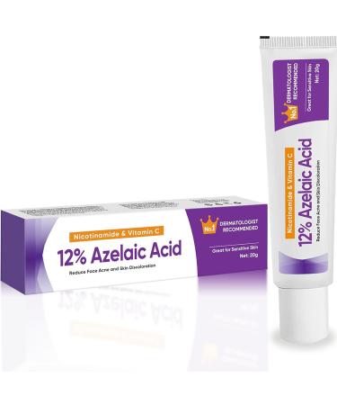 Azelaic Acid Cream 1PCS Azelaic Acid for Face 12% with Hyaluronic Acid & Niacinamide Azelaic Acid Gel for Reducing Blemish & Rosacea Acne Moisturizing & Balance Sebum for Sensitive Skin(0.7 Ounce) 1 Ounce (Pack of 1)