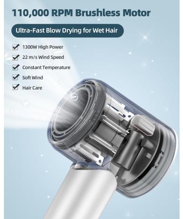 Hofiwi Professional Ionic Hair Dryer 110 000 RPM AC Motor High-Speed Blow Dryer Lightweight Powerful Fast Drying 3 Heat Setting Cold Air HairDryer with Nozzle for Home Salon Travel Type-1 - Buy Online on GoSupps.com