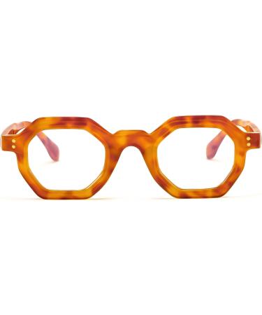 FEISEDY Retro Octagon Blue Light Glasses for Women & Men - Vintage Polygon Anti-Glare Eyewear B0102 Leopard 44mm - International Shipping Available - Buy Online on GoSupps.com