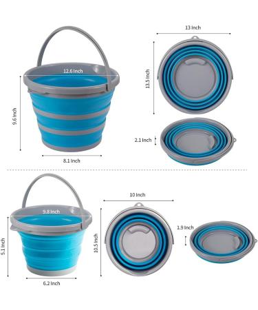 Foldable Bucket Collapsible - 5L + 10L Blue Beach Toy & Camping Container - Buy Online on GoSupps.com
