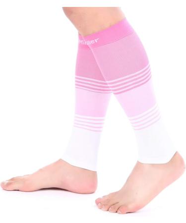 Doc Miller Calf Compression Sleeve 20-30 mmHg - Pink/White Large - Shin Splint & Varicose Vein Support - 1 Pair - Buy Online on GoSupps.com